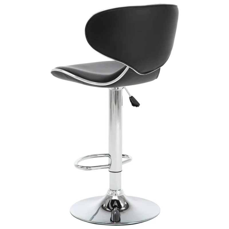 Lot de 2 tabourets de bar chaises hautes design moderne siège en PVC noir et acier DEC029805