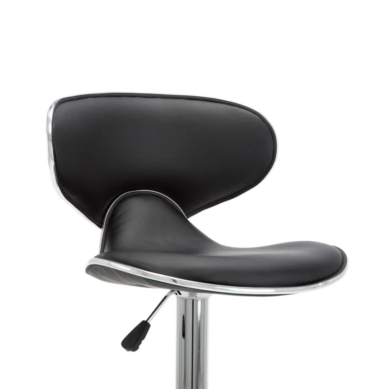 Lot de 2 tabourets de bar chaises hautes design moderne siège en PVC noir et acier DEC029805