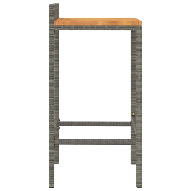 Lot de 2 tabourets de bar chaises hautes pour extérieur ou intérieur en résine tressée gris et bois d'acacia gris DEC029729