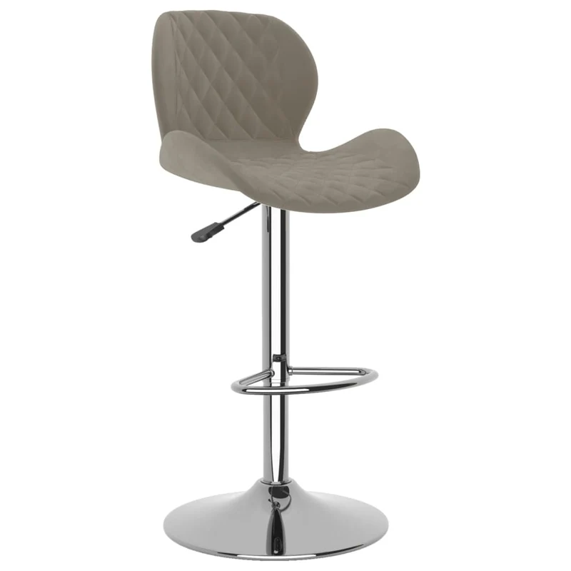 Lot de 2 tabourets de bar chaises hautes coutures losange en velours gris clair DEC029690