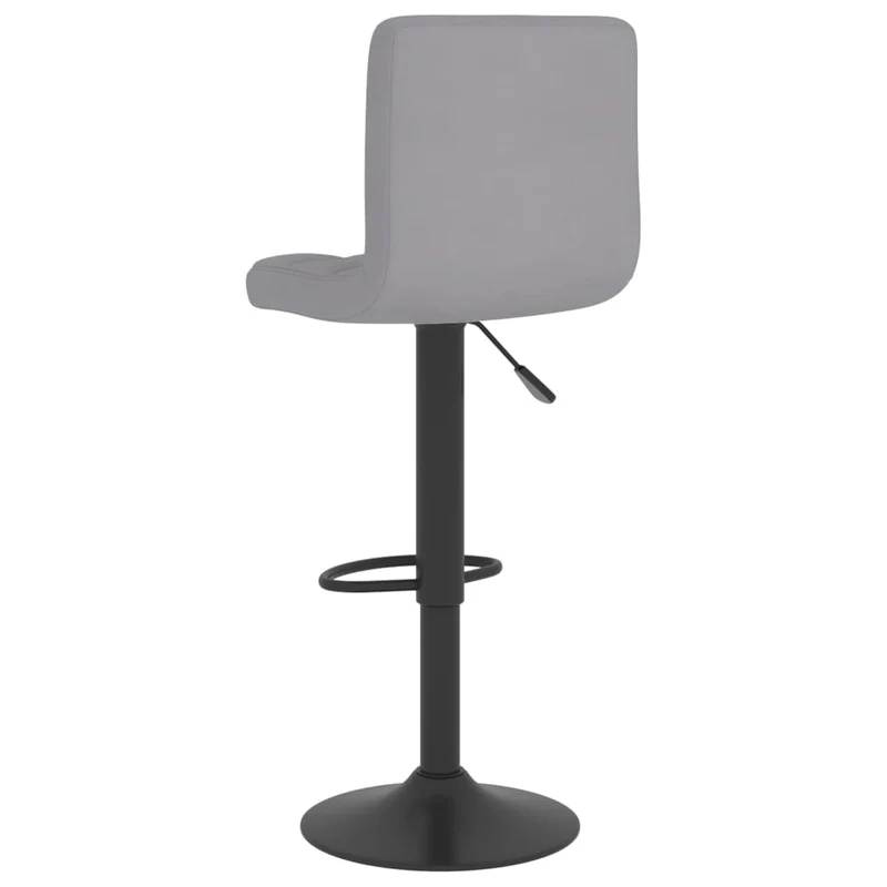 Lot de 2 tabourets de bar chaises hautes en tissu gris clair coutures carrées et acier noir DEC029682