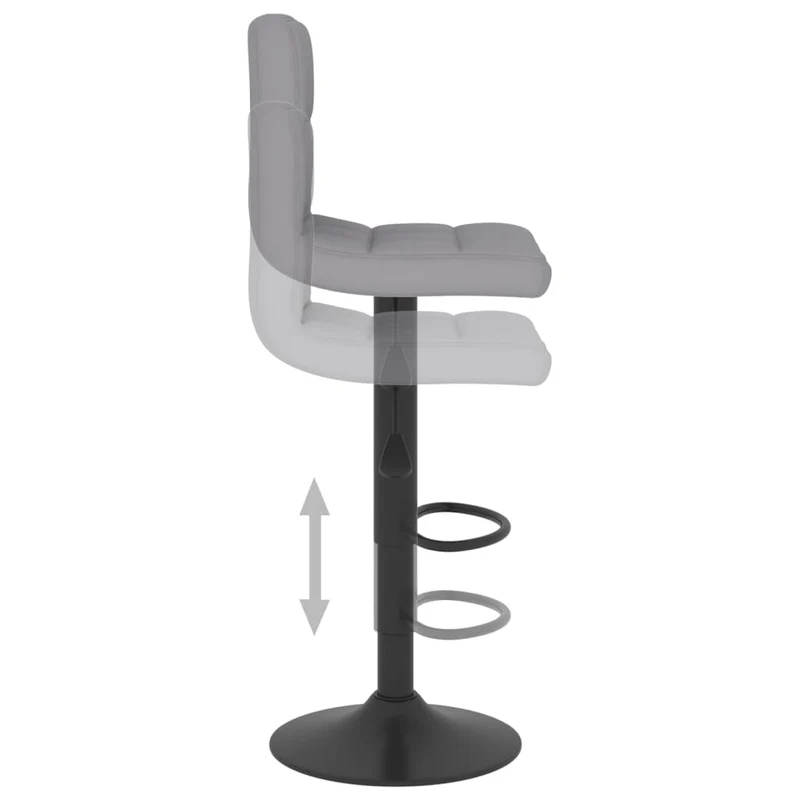 Lot de 2 tabourets de bar chaises hautes en tissu gris clair coutures carrées et acier noir DEC029682