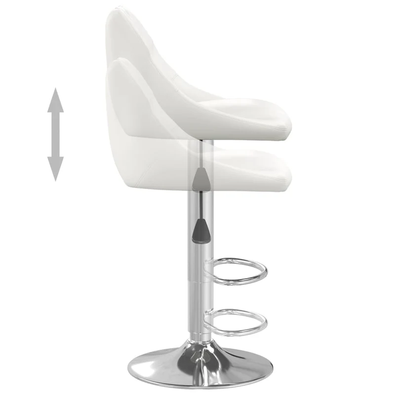 Lot de 2 tabourets de bar chaises hautes avec coutures losange siège en PVC blanc cadre en acier DEC029618