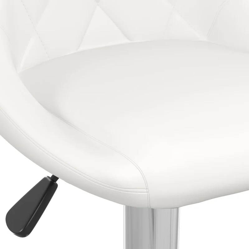 Lot de 2 tabourets de bar chaises hautes avec coutures losange siège en PVC blanc cadre en acier DEC029618