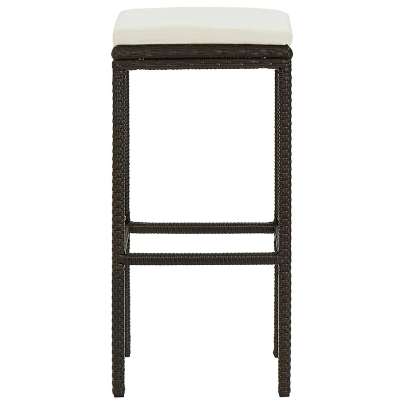 Lot de 6 tabourets de bar avec coussins crème et résine tressée marron DEC029584