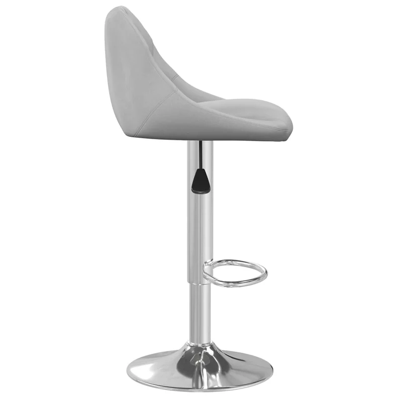 Tabouret de bar x1 chaise haute en velours gris clair coutures losanges et acier DEC029481