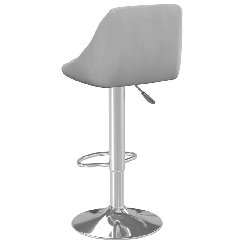 Tabouret de bar x1 chaise haute en velours gris clair coutures losanges et acier DEC029481