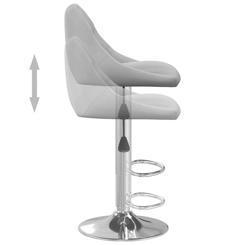 Tabouret de bar x1 chaise haute en velours gris clair coutures losanges et acier DEC029481
