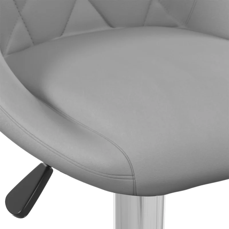 Tabouret de bar x1 chaise haute en velours gris clair coutures losanges et acier DEC029481