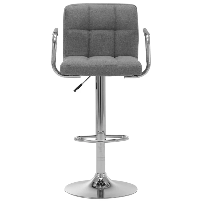 Tabouret de bar x1 chaise haute avec dossier et accoudoirs en tissu gris clair et cadre en acier DEC029476