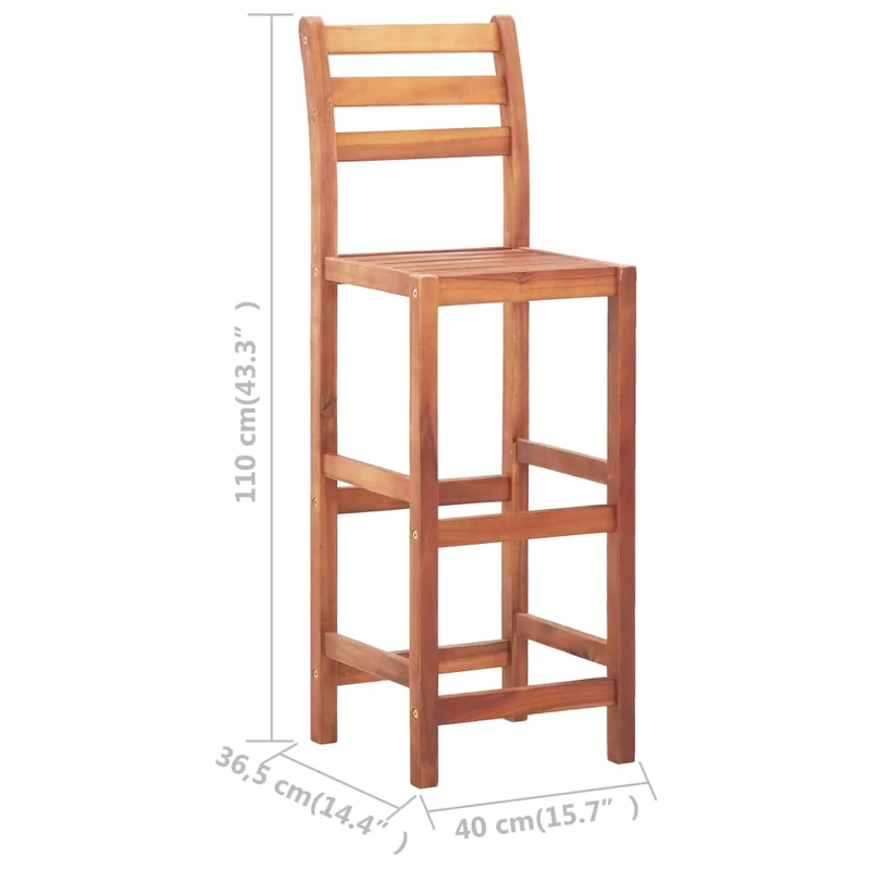 Tabourets de bar x4 chaises haute design rustique en bois d'acacia marron DEC029412