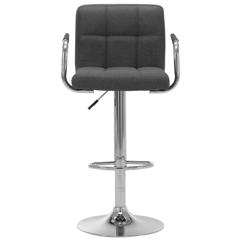 Tabouret de bar x1 chaise haute avec dossier et accoudoirs assise en tissu gris foncé cadre en acier DEC029321