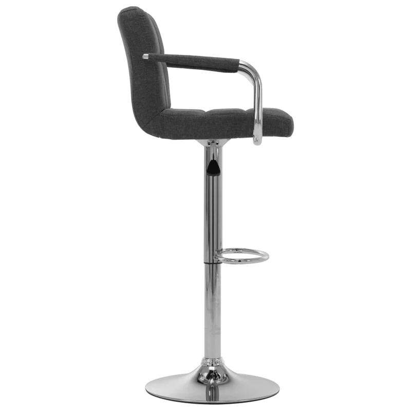 Tabouret de bar x1 chaise haute avec dossier et accoudoirs assise en tissu gris foncé cadre en acier DEC029321