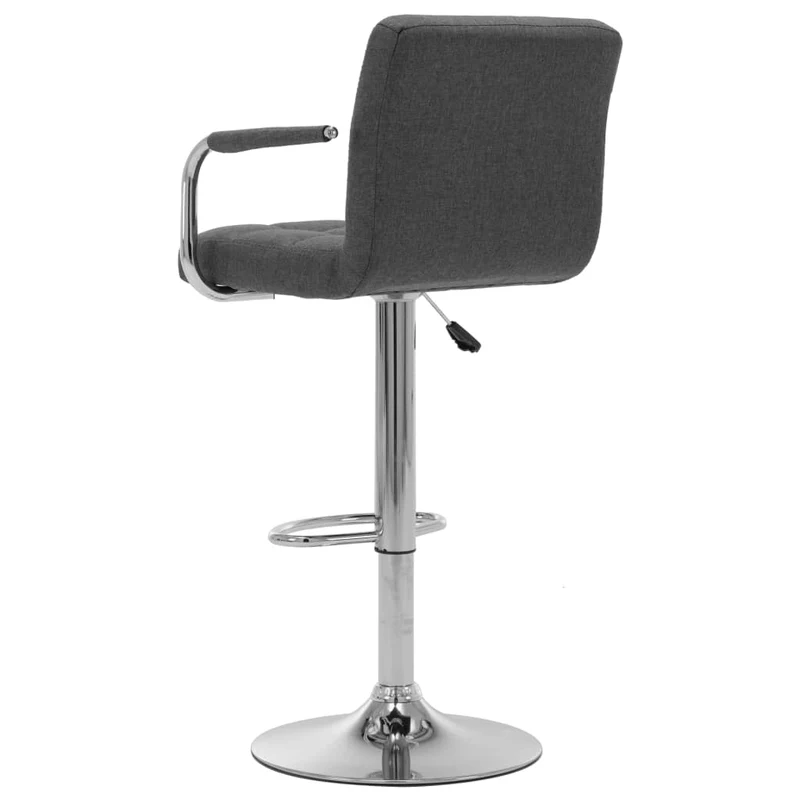 Tabouret de bar x1 chaise haute avec dossier et accoudoirs assise en tissu gris foncé cadre en acier DEC029321