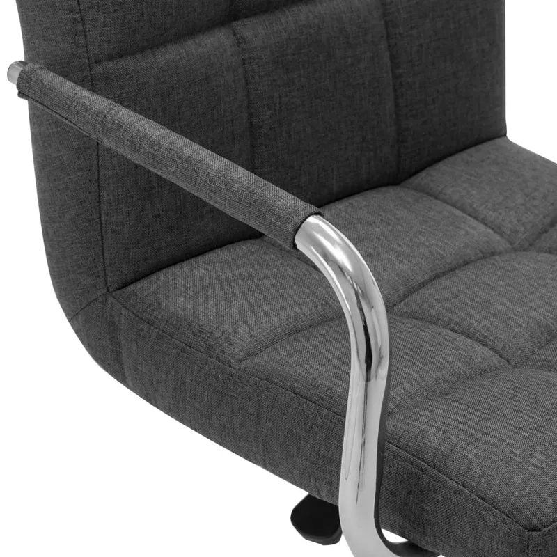 Tabouret de bar x1 chaise haute avec dossier et accoudoirs assise en tissu gris foncé cadre en acier DEC029321