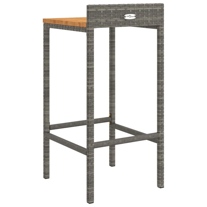 Lot de 4 tabourets de bar chaises hautes en résine tressée gris et bois d'acacia DEC029918