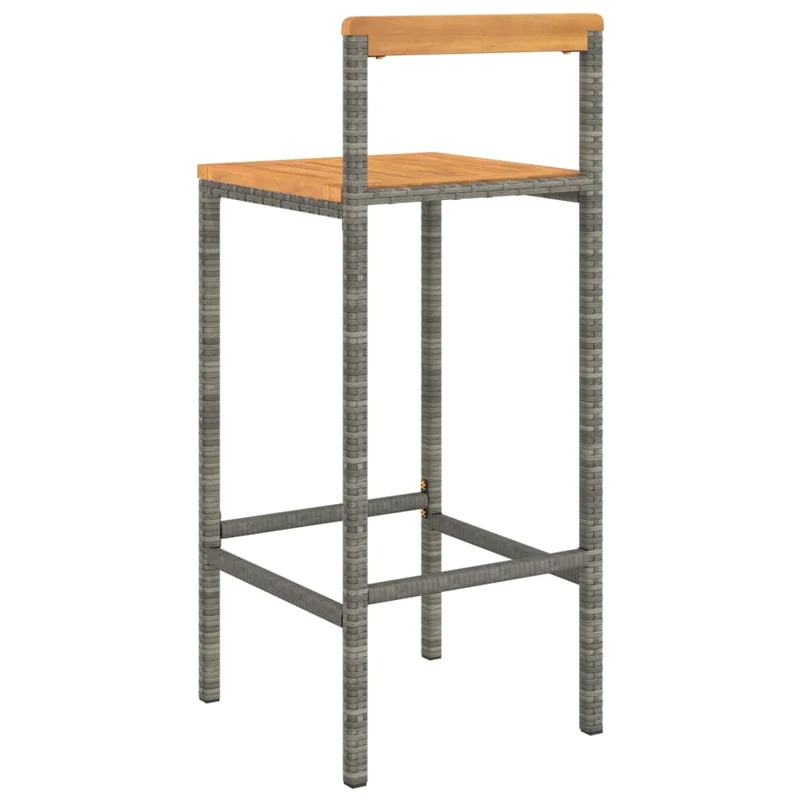 Lot de 4 tabourets de bar chaises hautes en résine tressée gris et bois d'acacia DEC029917