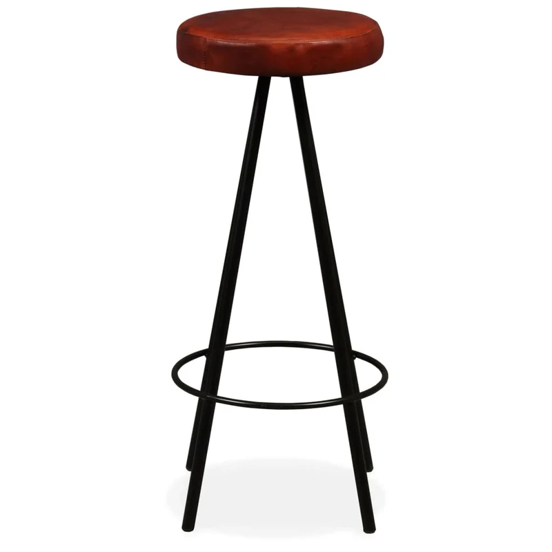 Lot de 4 tabourets de bar chaises hautes en cuir véritable marron et acier DEC029915