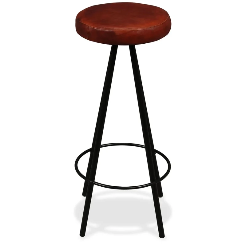 Lot de 4 tabourets de bar chaises hautes en cuir véritable marron et acier DEC029915
