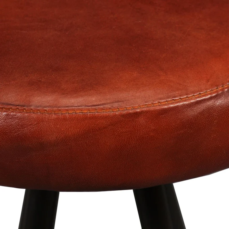 Lot de 4 tabourets de bar chaises hautes en cuir véritable marron et acier DEC029915