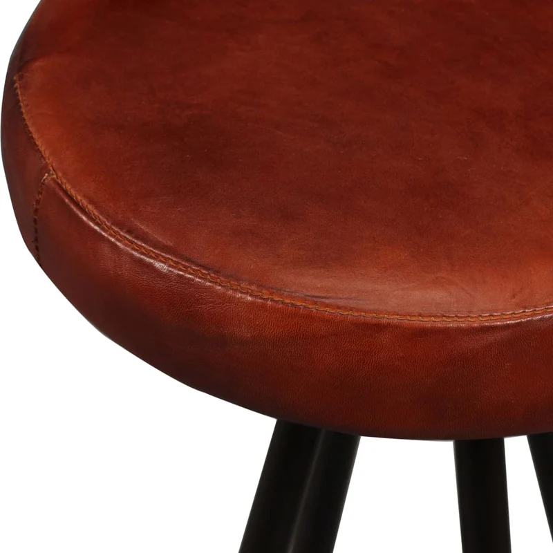Lot de 4 tabourets de bar chaises hautes en cuir véritable marron et acier DEC029915