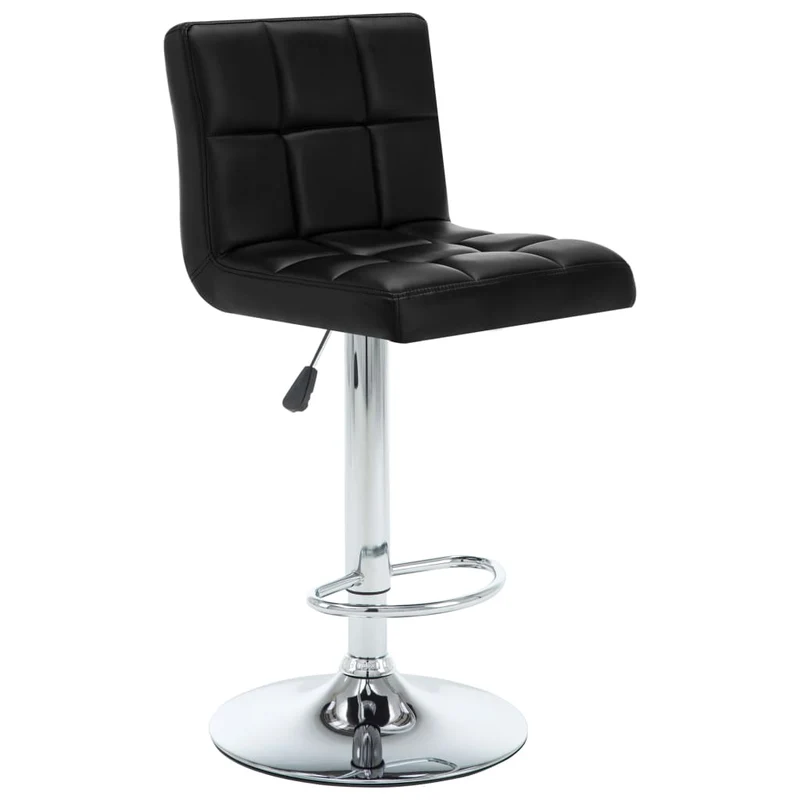 Lot de 2 tabourets de bar chaises hautes coutures carrées PVC noir et acier DEC029811