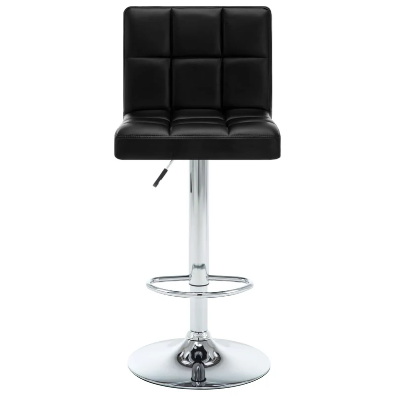 Lot de 2 tabourets de bar chaises hautes coutures carrées PVC noir et acier DEC029811