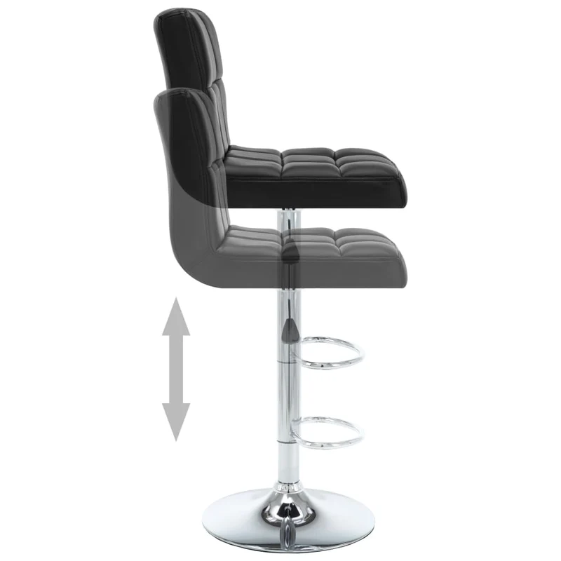 Lot de 2 tabourets de bar chaises hautes coutures carrées PVC noir et acier DEC029811