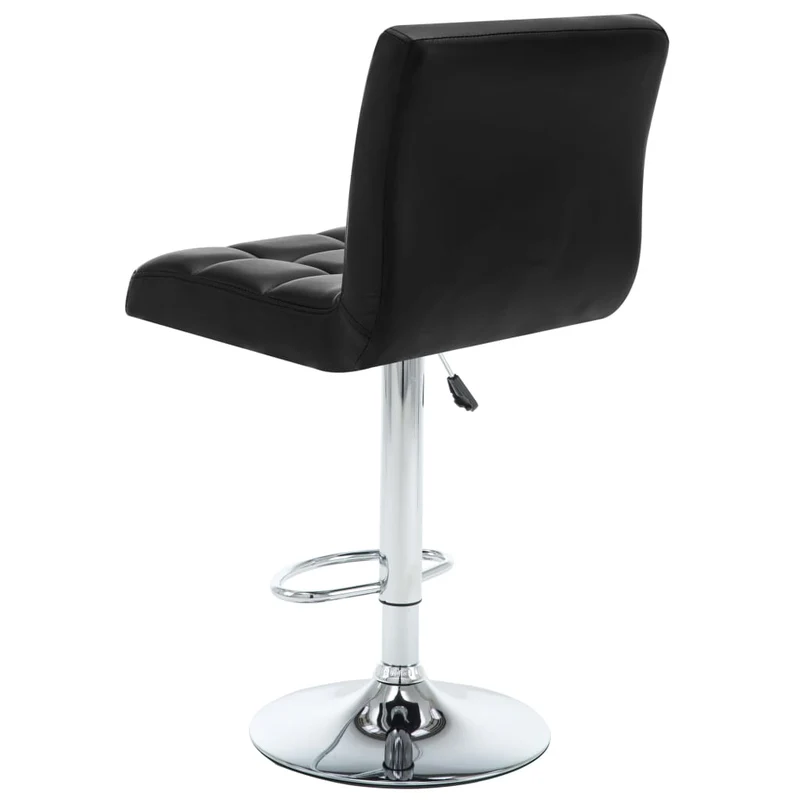 Lot de 2 tabourets de bar chaises hautes coutures carrées PVC noir et acier DEC029811