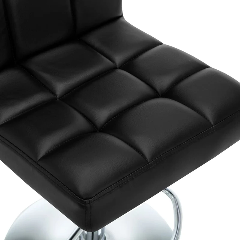 Lot de 2 tabourets de bar chaises hautes coutures carrées PVC noir et acier DEC029811