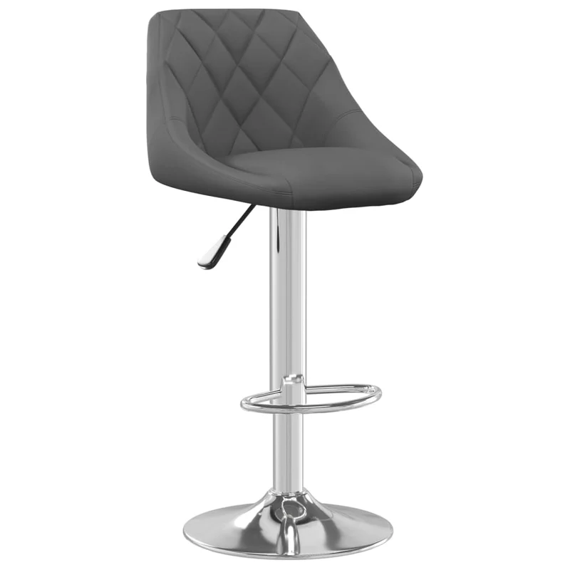 Lot de 2 tabourets de bar chaises hautes coutures losanges en velours gris foncé et acier DEC029726