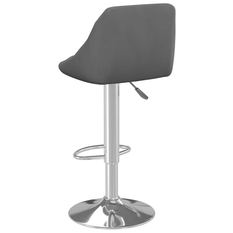 Lot de 2 tabourets de bar chaises hautes coutures losanges en velours gris foncé et acier DEC029726