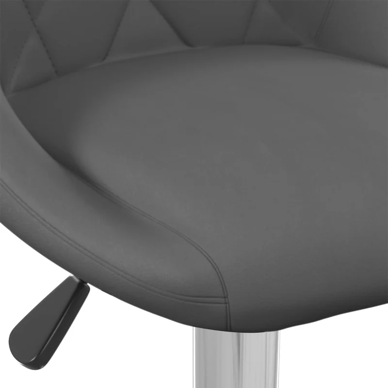 Lot de 2 tabourets de bar chaises hautes coutures losanges en velours gris foncé et acier DEC029726