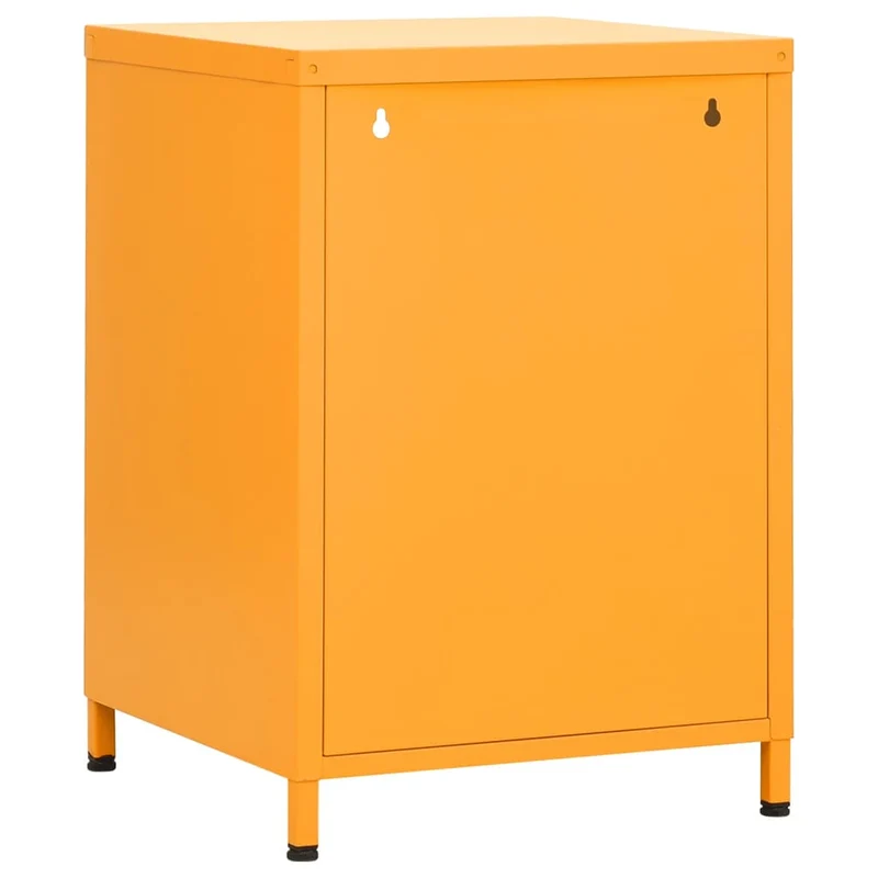 Table de chevet avec étagère ouverte et compartiment avec porte 35 x 35 x 51 cm acier jaune DEC034085