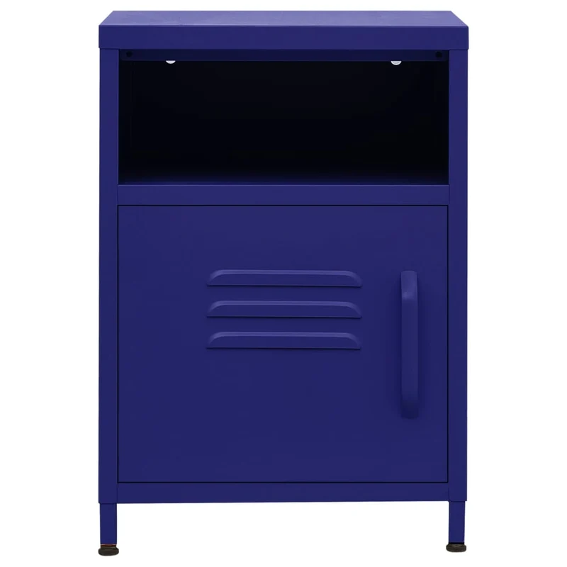 Table de chevet avec compartiment ouvert et avec porte 35 x 35 x 51 cm acier bleu DEC033525