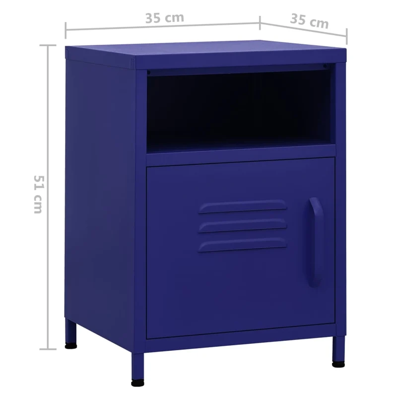 Table de chevet avec compartiment ouvert et avec porte 35 x 35 x 51 cm acier bleu DEC033525