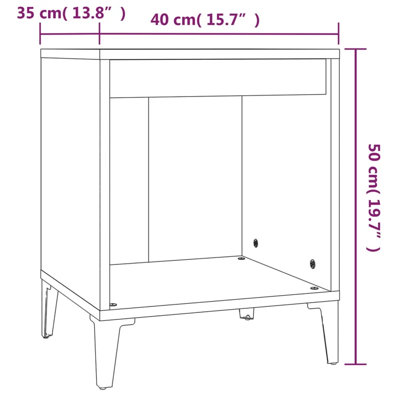 Table de chevet avec compartiment ouvert 40 x 35 x 50 cm bois d'ingénierie blanc brilliant DEC033464