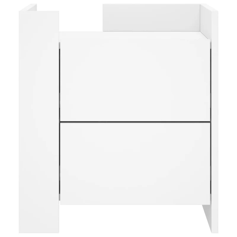 Table de chevet avec deux tiroirs 45 x 50 x 50 cm bois d’ingénierie blanc DEC033410