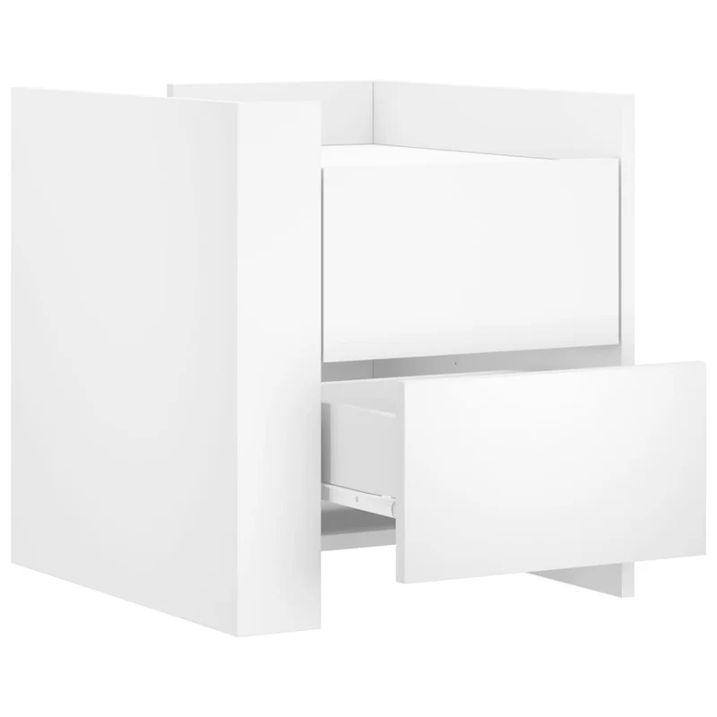 Table de chevet avec deux tiroirs 45 x 50 x 50 cm bois d’ingénierie blanc DEC033410