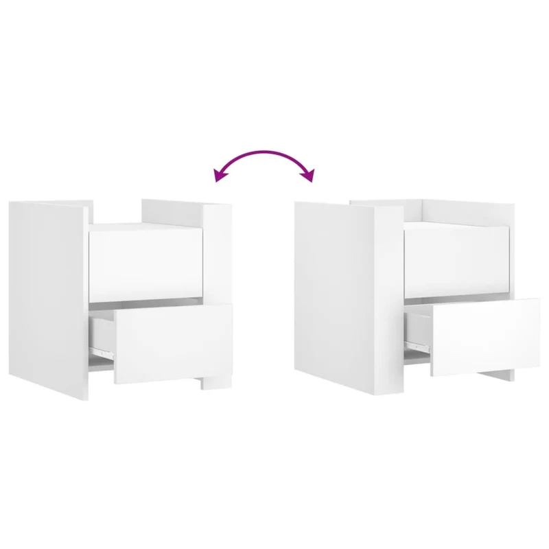 Table de chevet avec deux tiroirs 45 x 50 x 50 cm bois d’ingénierie blanc DEC033410