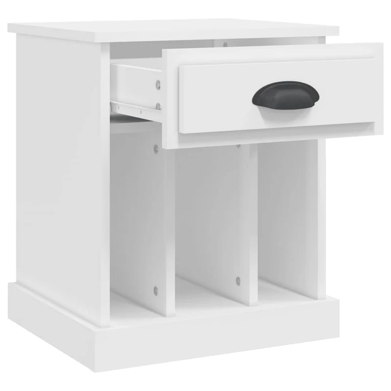 Table de chevet avec tiroir et 3 compartiments 43 x 36 x 50 cm bois d'ingénierie blanc DEC033403