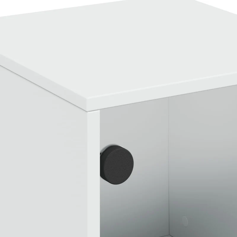 Table de chevet avec porte vitrée 35 x 37 x 50 cm bois d'ingénierie blanc verre acier DEC033265