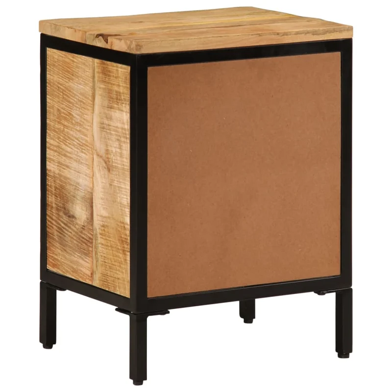 Table de chevet avec compartiment ouvert 40 x 30 x 52,5 cm bois de manguier massif et fer DEC032947