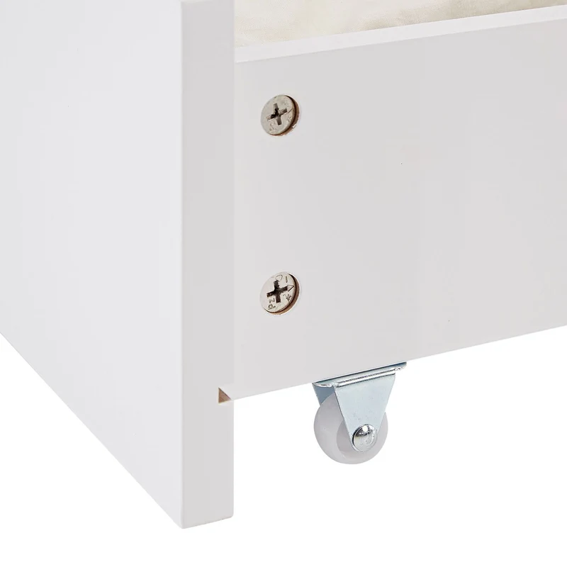 Lit gigogne enfant avec sommier à lattes 90x200 en bois blanc avec tiroir de rangement LIT06250