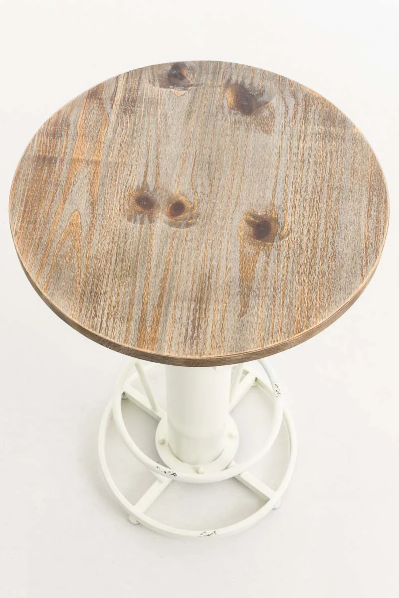 Table haute table de bar style industriel hauteur réglable 100-123 cm repose-pieds blanc TAB10022