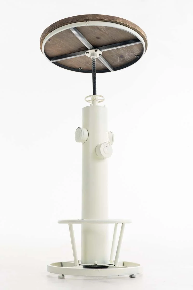 Table haute table de bar style industriel hauteur réglable 100-123 cm repose-pieds blanc TAB10022