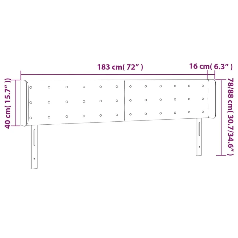 Tête de lit accessoire couchage chambre à coucher meuble à LED 183 x 16 x 78/88 cm synthétique blanc TDL0201935
