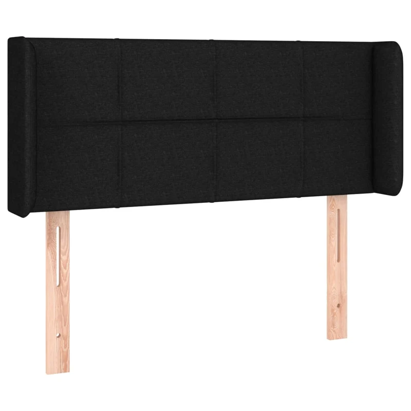Tête de lit accessoire couchage chambre à coucher meuble avec rebord latéral 93 x 16 x 78/88 cm tissu noir TDL0204399