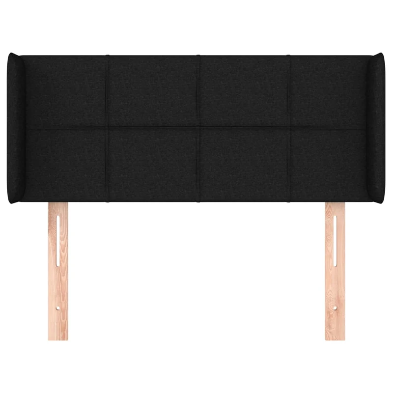 Tête de lit accessoire couchage chambre à coucher meuble avec rebord latéral 93 x 16 x 78/88 cm tissu noir TDL0204399