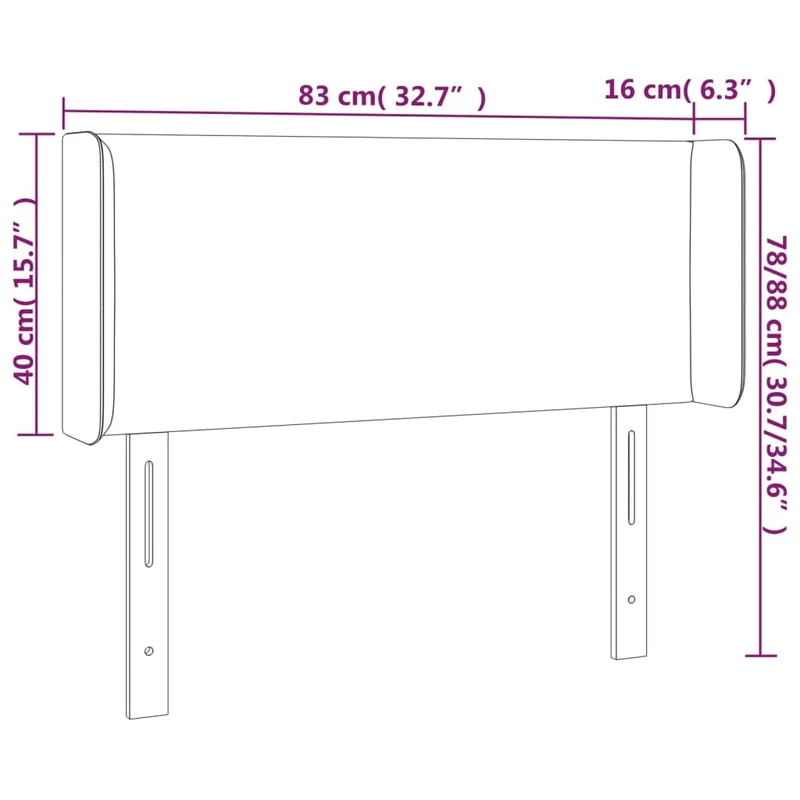 Tête de lit accessoire couchage chambre à coucher meuble à LED 83 x 16 x 78/88 cm tissu noir TDL0200554